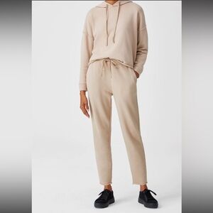 Eileen Fisher Tan Track Pants High-Waisted Straight Leg 100% Organic Cotton